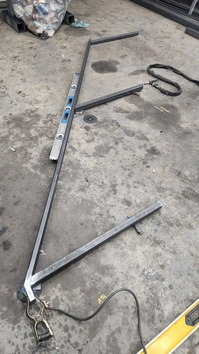 Railing Z-frame laid out for alignment